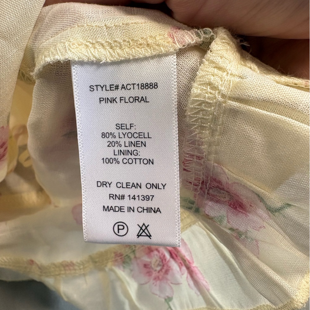 ASTR Floral Ruffle Tie-Front Cami with Pink Blooms/Butter Yellow Coquette NWT - Picture 9 of 10